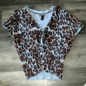 LUCKY BRAND BUTTON UP ANIMAL PRINT CARDIGAN